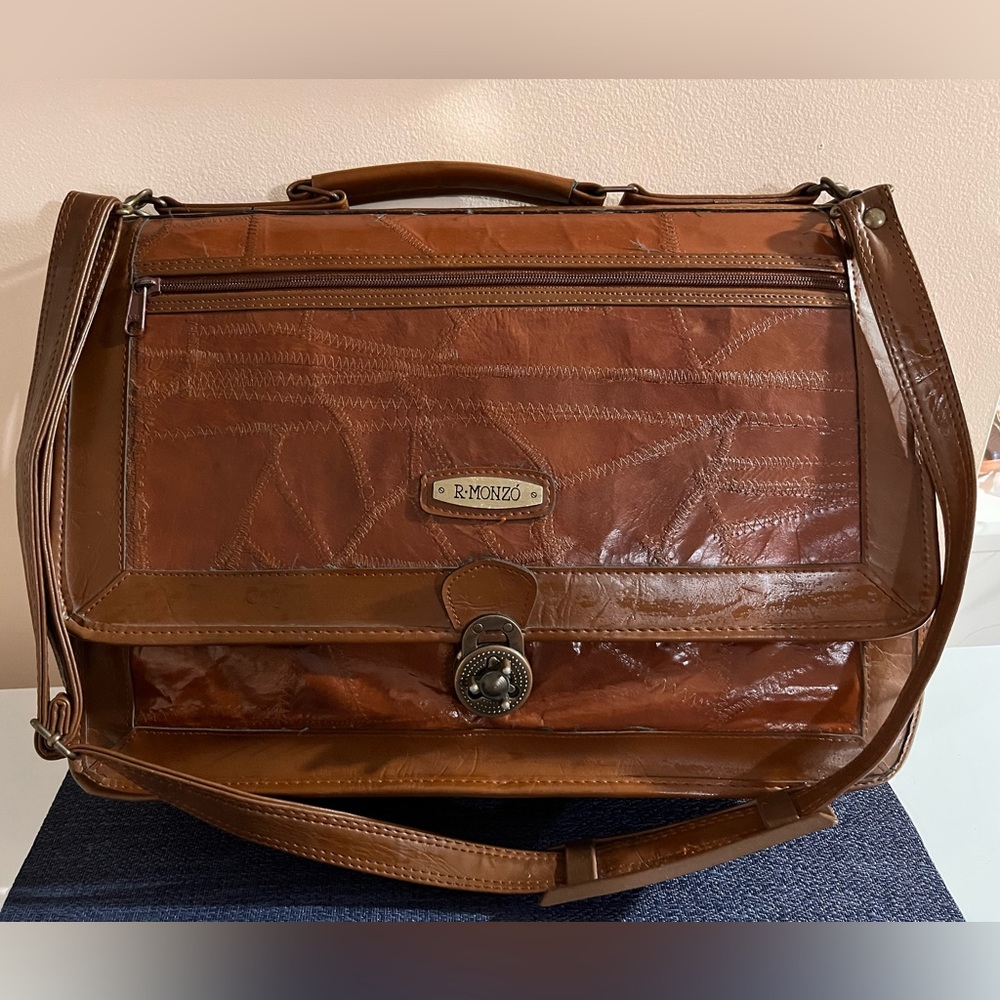 Vintage R. Monzo Italian Leather Briefcase! Beautiful and One of its Kind!